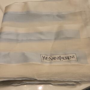 Yves Saint Laurent Cream, Silver and Light Blue Silk Accessory